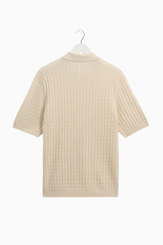 Naples Polo Diamond Stripe Ecru for Mens Wax London