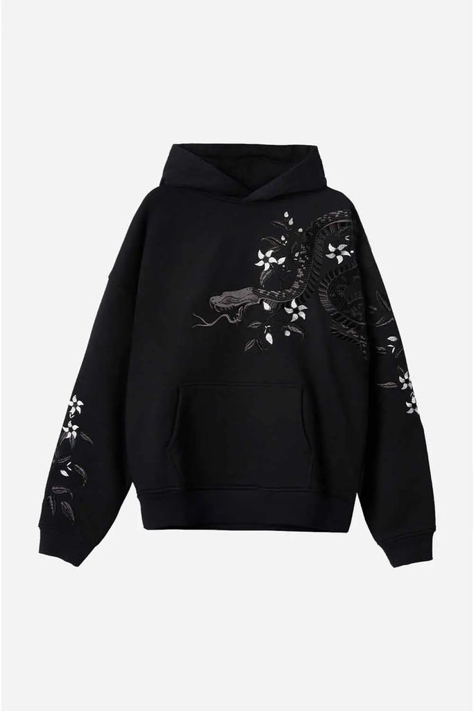 Night Python Embroidered Hoodie Only the Blind