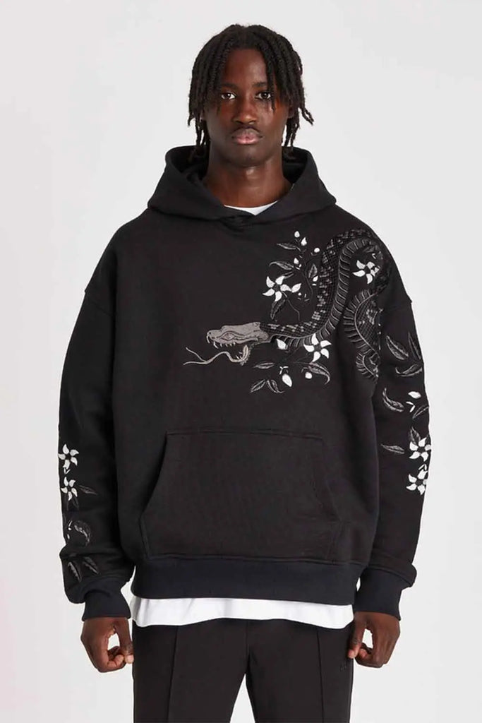 Night Python Embroidered Hoodie Only the Blind