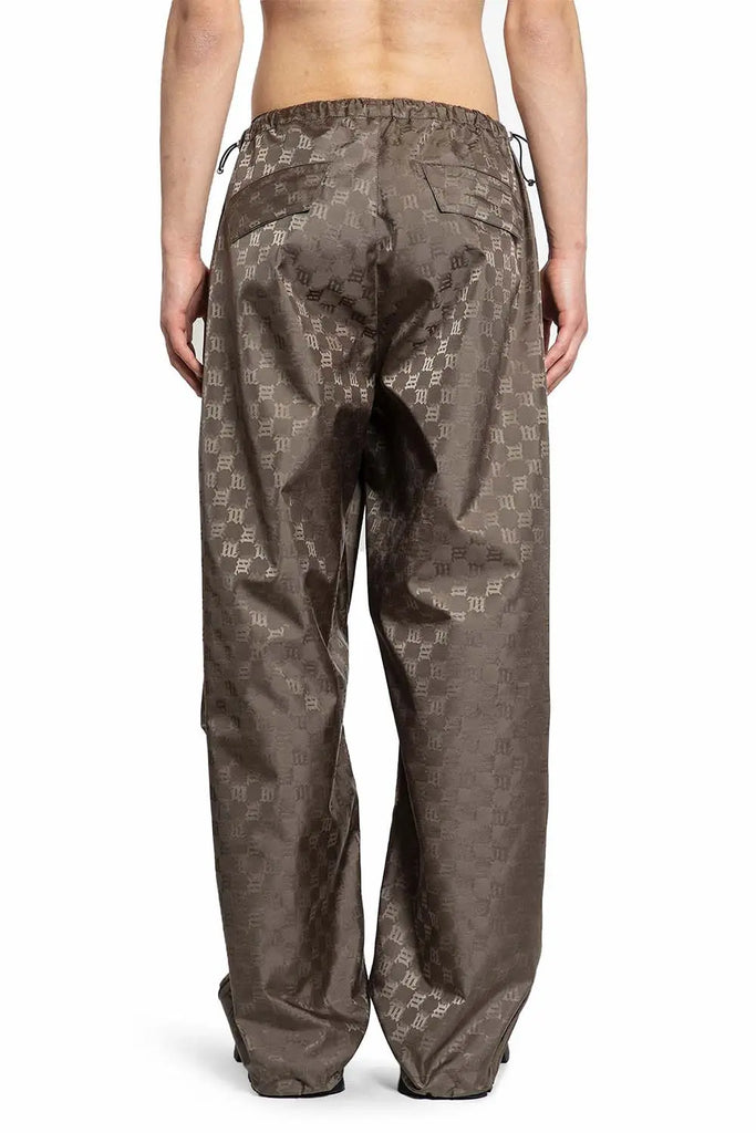 Olive Nylon Monogram 
Parachute Trousers for Mens Misbhv