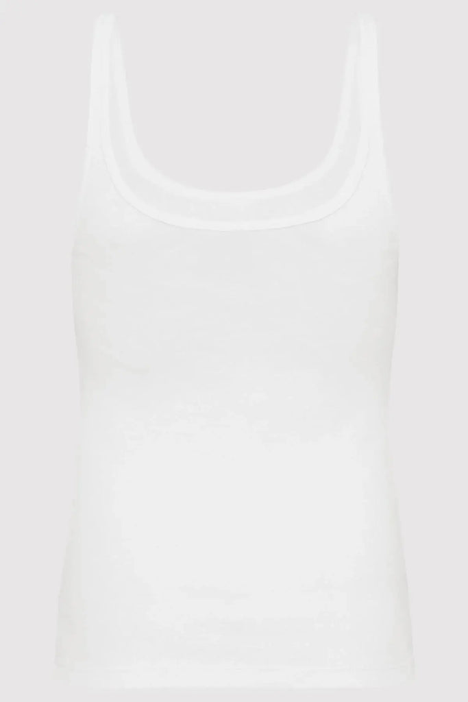 Organic Cotton Slim Scoop Tank - White St Agni
