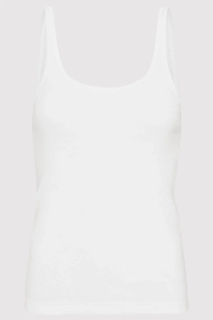 Organic Cotton Slim Scoop Tank - White St Agni