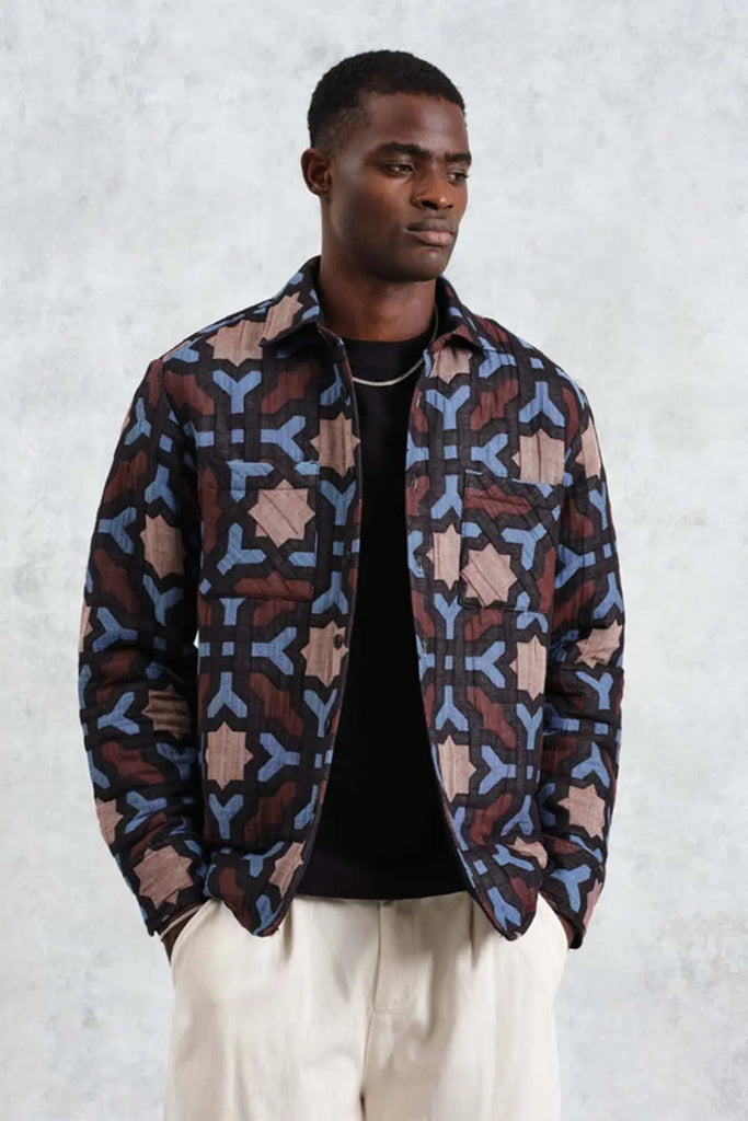 Otto - Multicolour Geometric Jacquard Overshirt Wax London