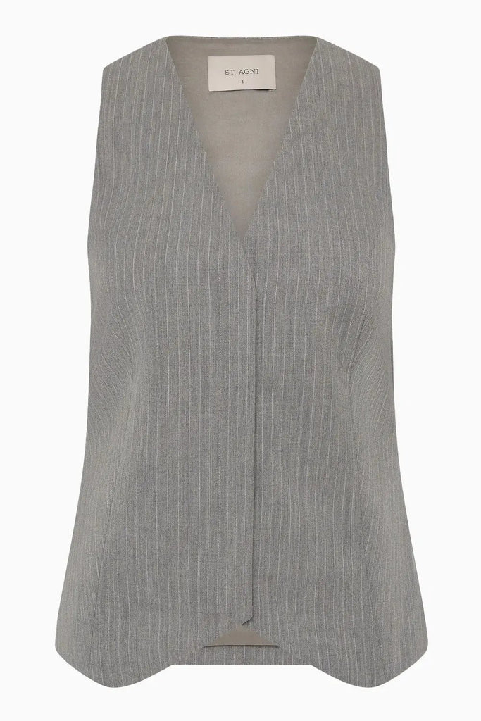 Pinstripe Wool Vest St Agni