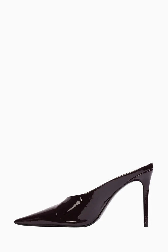 Pointy Toe Chocked-Up Mule for Womens Black Suede Studio