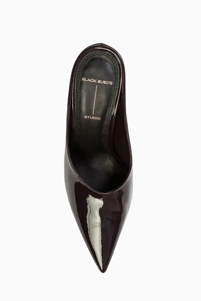 Pointy Toe Chocked-Up Mule for Womens Black Suede Studio