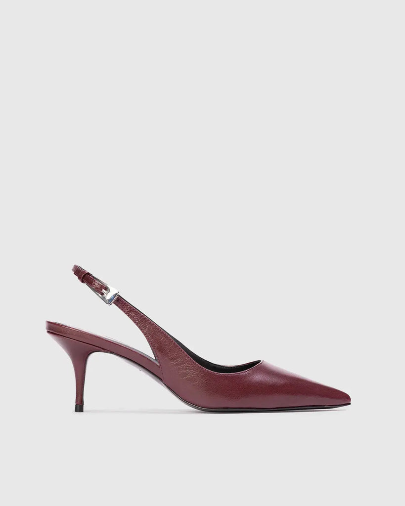 Pointy Toe Sling Back Black Suede Studio