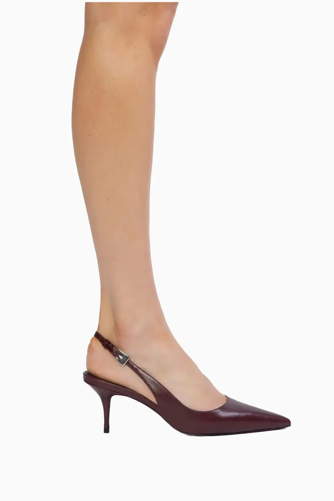 Pointy Toe Sling Back Black Suede Studio