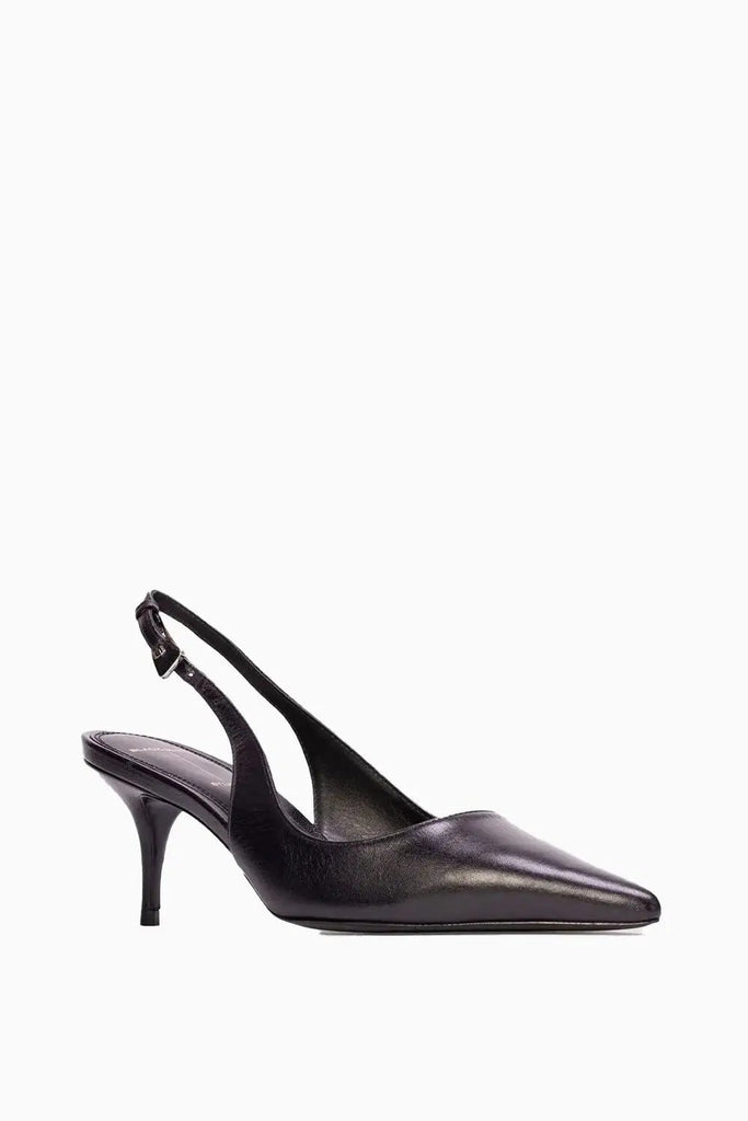 Pointy Toe Sling Back Black Suede Studio