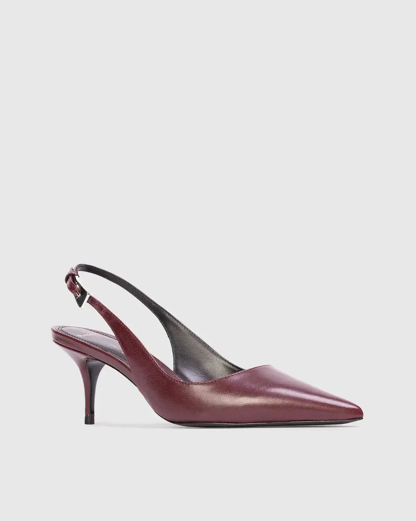 Pointy Toe Sling Back Black Suede Studio