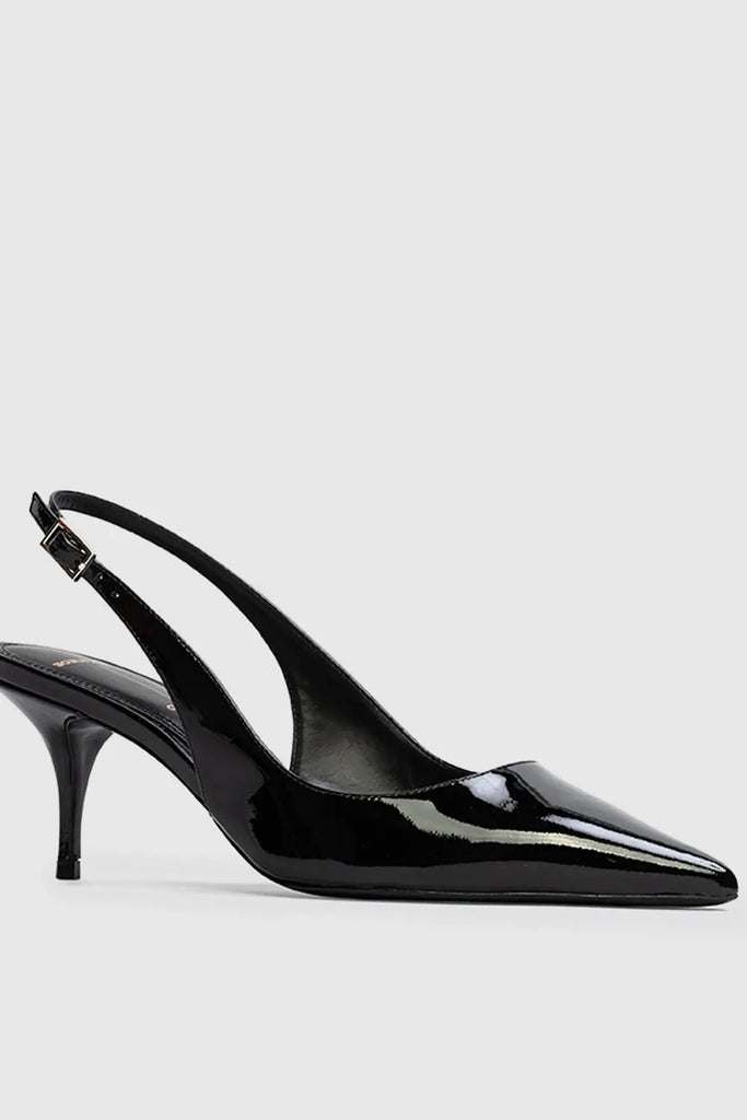 Pointy Toe Slingback for Womens Black Suede Studio