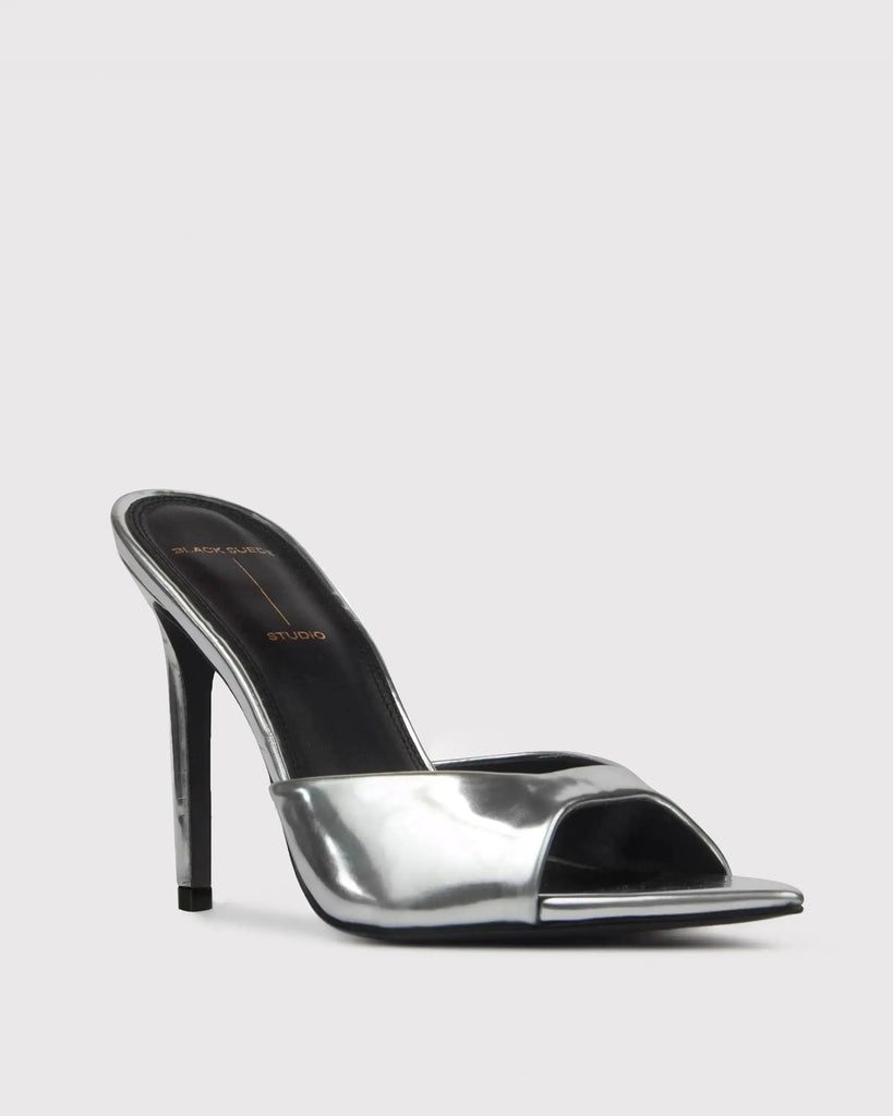 Pointy Toe Slipper Mule Black Suede Studio