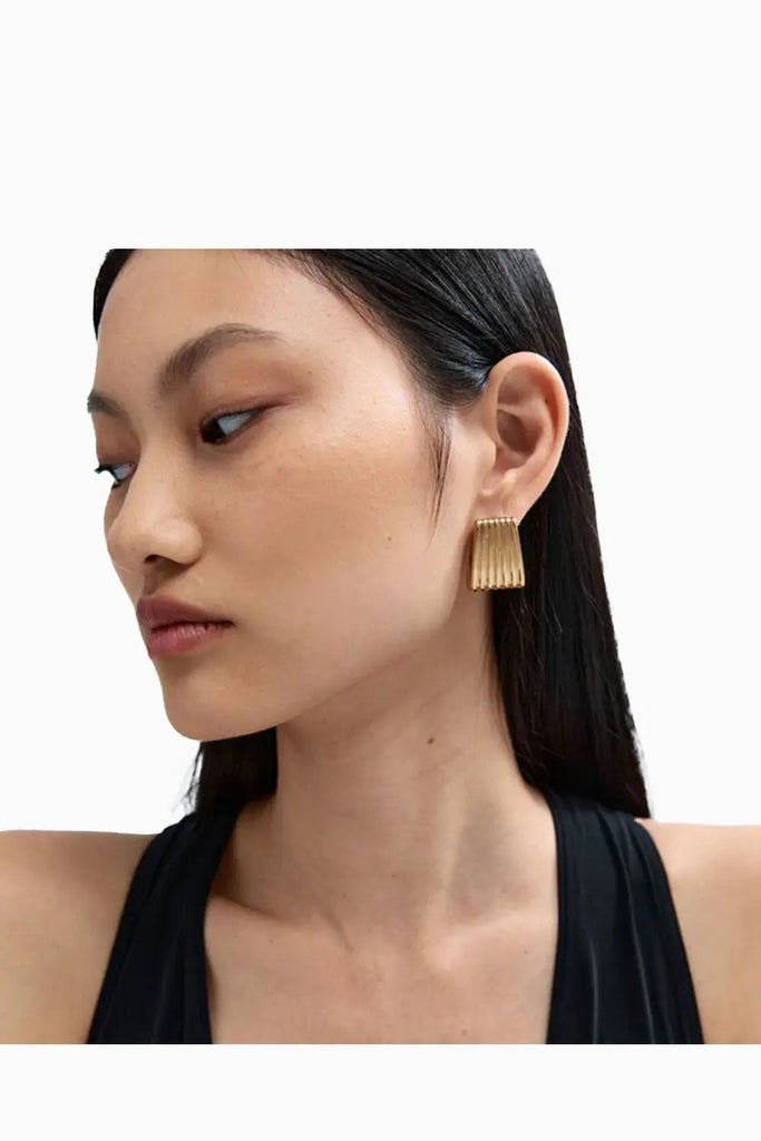 Ribbed Gold Statement Earrings | Heaven Mayhem Heaven Mayhem