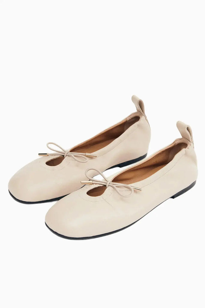 Rosalind Cream Leather Ballet Flats Alohas