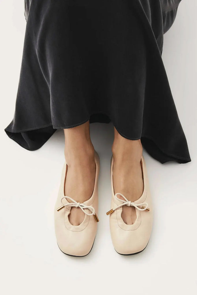 Rosalind Cream Leather Ballet Flats Alohas