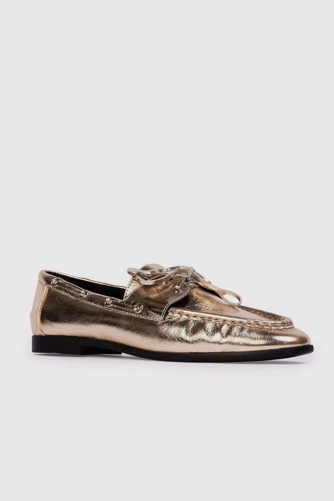 Round Toe Boat Shoe Loafer for Womens Black Suede Studio