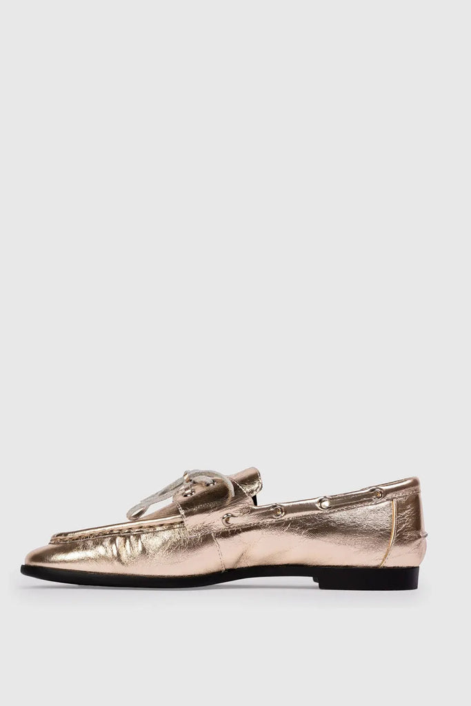Round Toe Boat Shoe Loafer for Womens Black Suede Studio