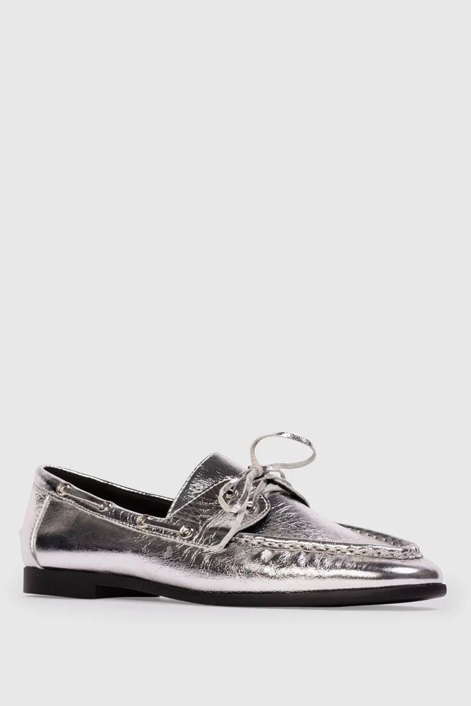 Round Toe Boat Shoe Loafer for Womens Black Suede Studio