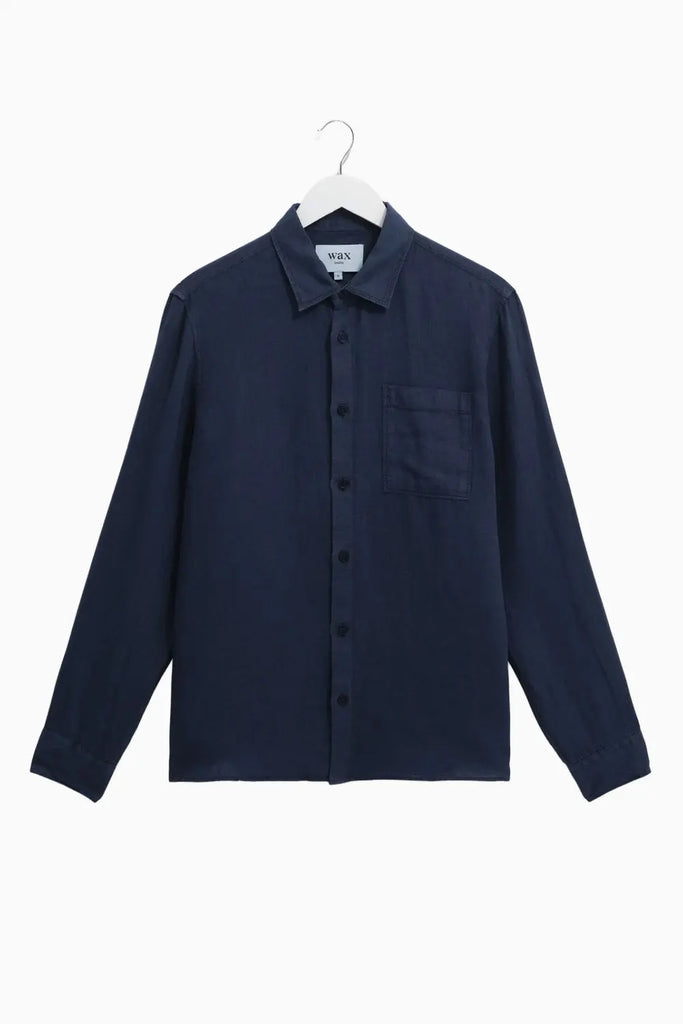 Rove - Navy Linen Shirt Wax London