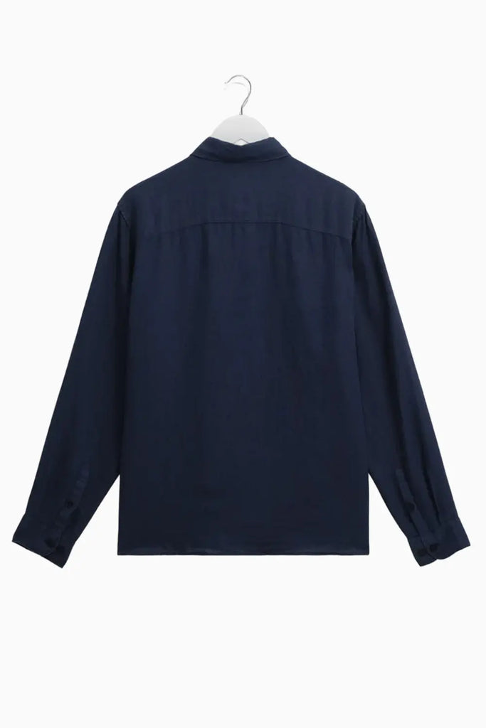 Rove - Navy Linen Shirt Wax London