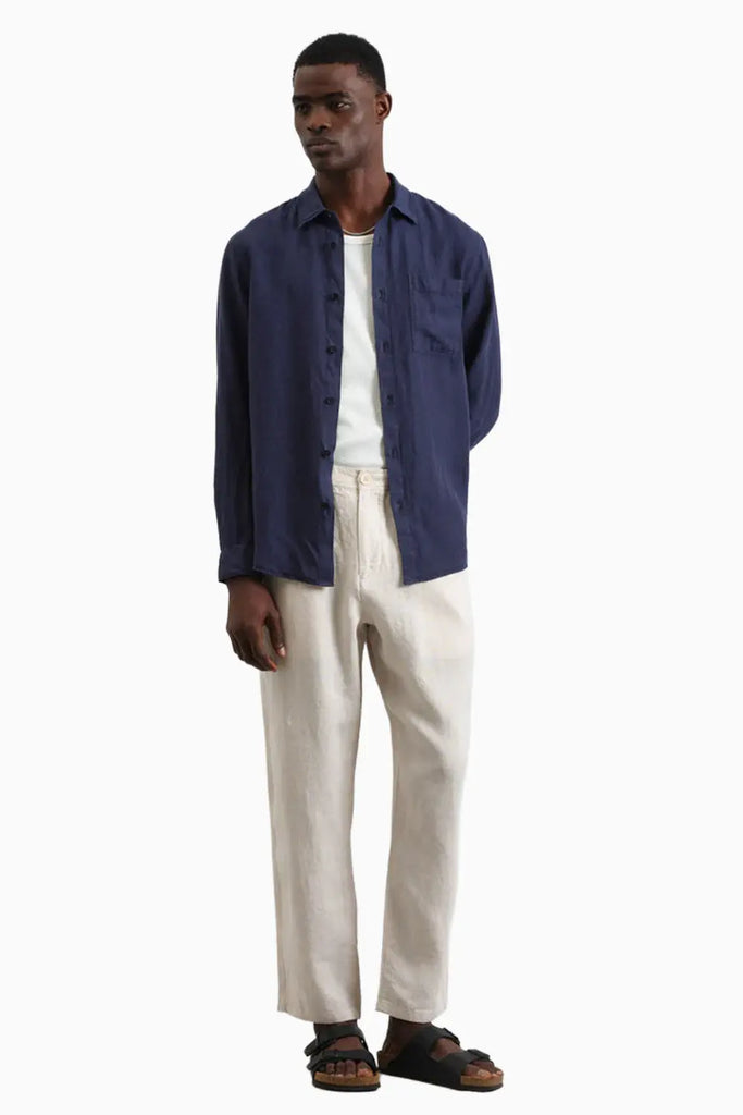 Rove - Navy Linen Shirt Wax London