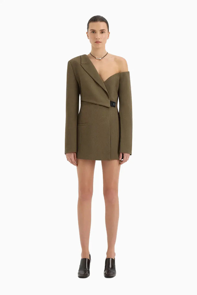 SIR Sartoria Mini Dress in Chocolate Marle. Sir The Label