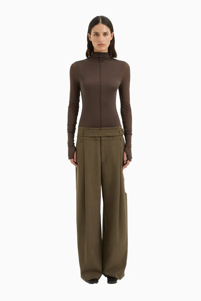 Sartoria Belted Trouser in Chocolate Marle Sir The Label