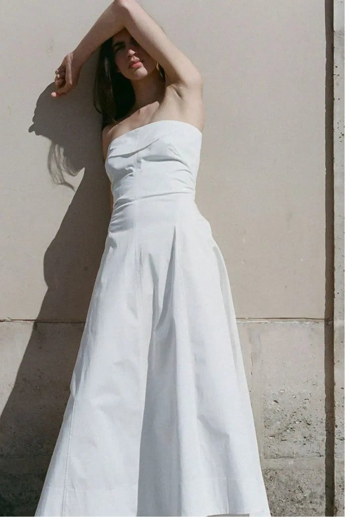 Sculpted Cotton Strapless Dress St Agni