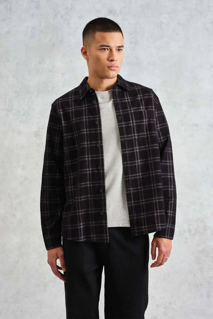 Shelly - Black Check Babycord Shirt Wax London