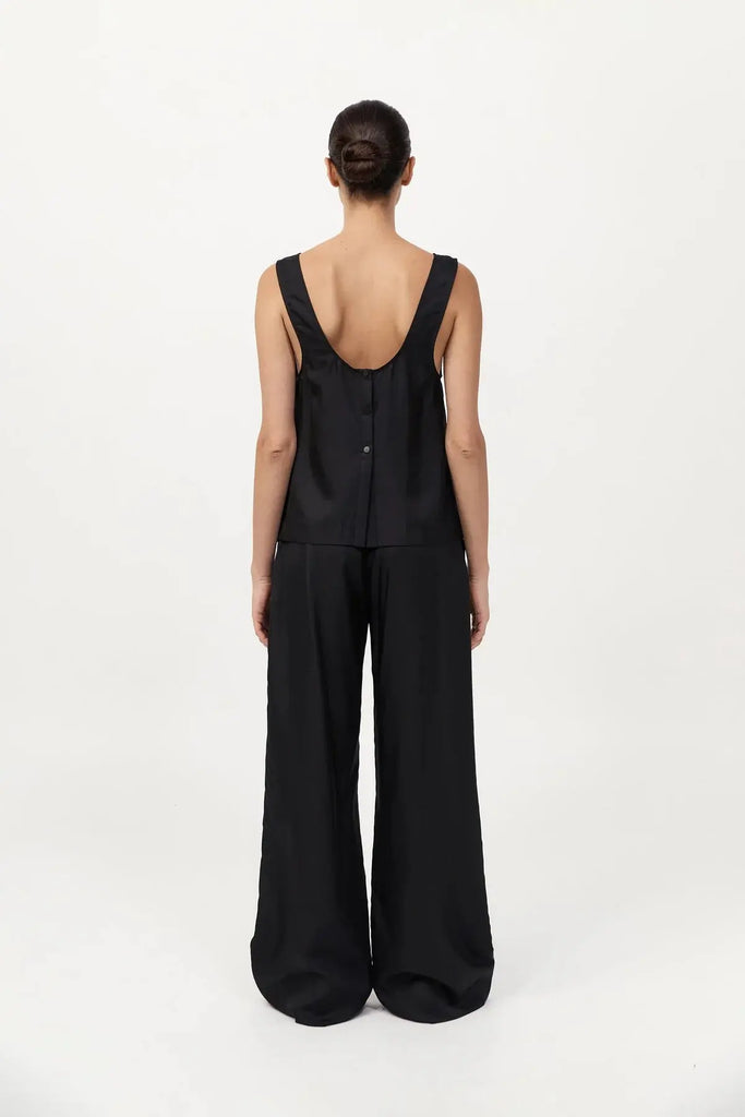 Silk Twill Pants - Black St Agni