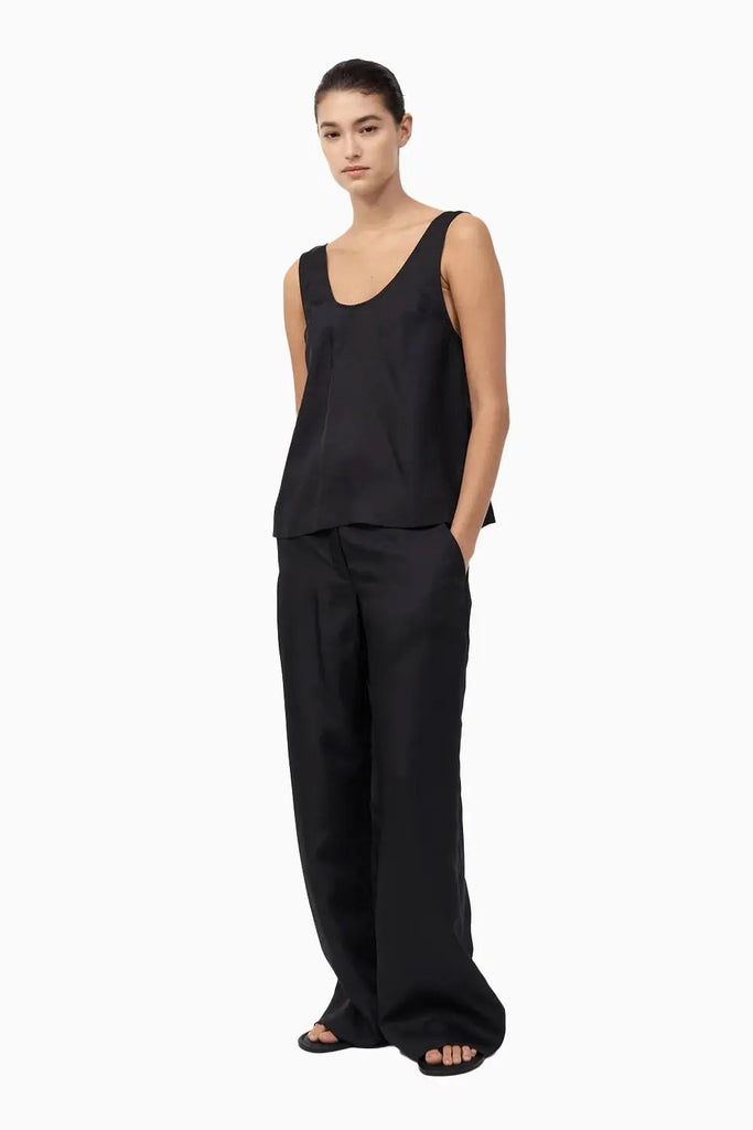 Silk Twill Pants - Black St Agni