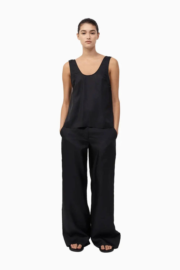Silk Twill Pants - Black St Agni