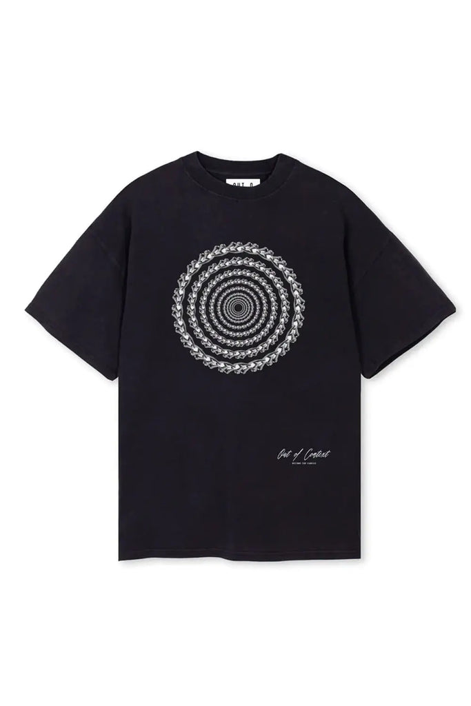 Sneaker Spiral Chest Print Oversized Tee for Mens Out Of Context