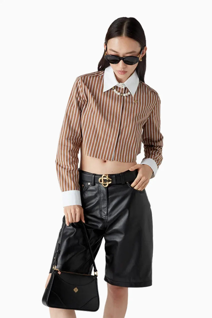 Stripe Cropped Long Sleeve Shirt Casablanca