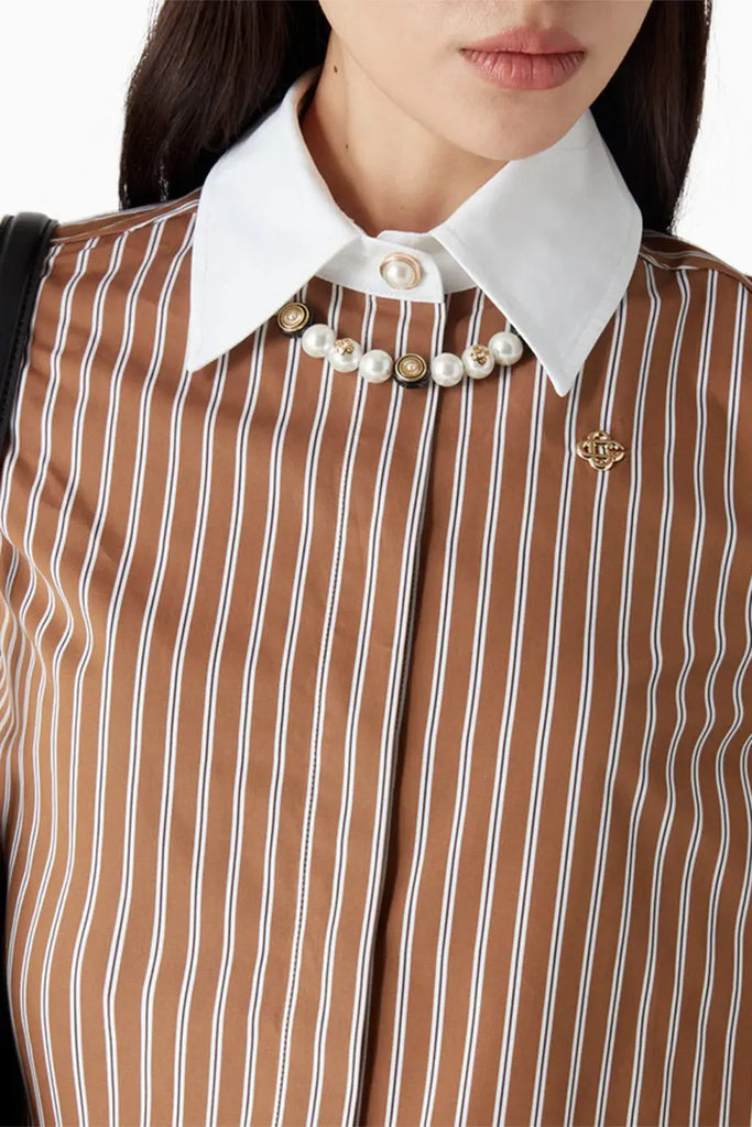Stripe Cropped Long Sleeve Shirt Casablanca