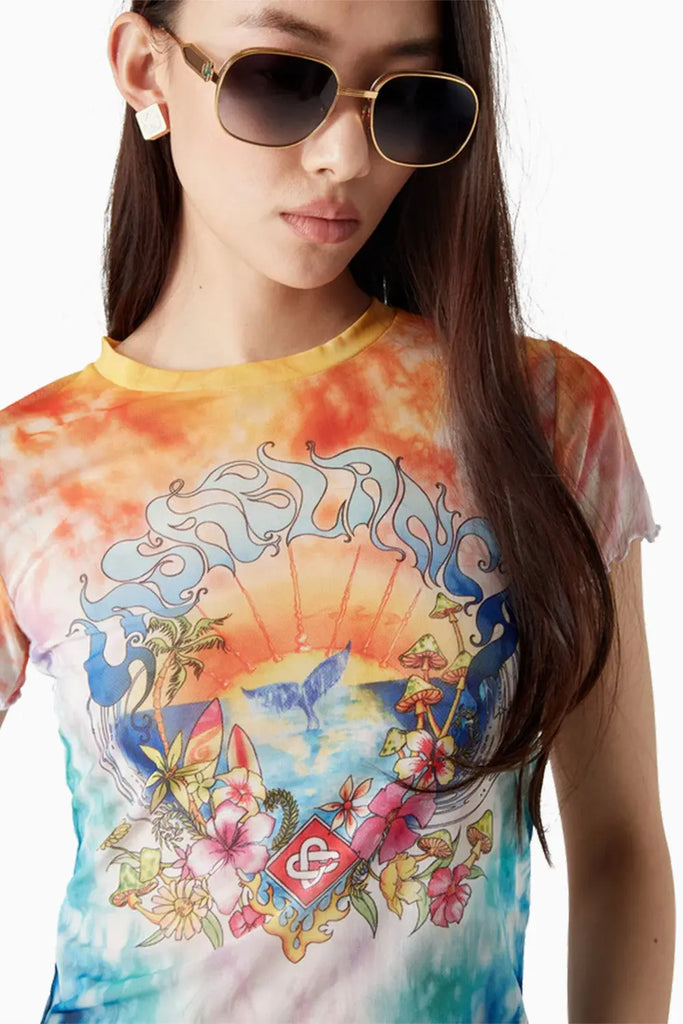 Surf Trip Tie Dye Mesh Short Sleeve T-Shirt Casablanca