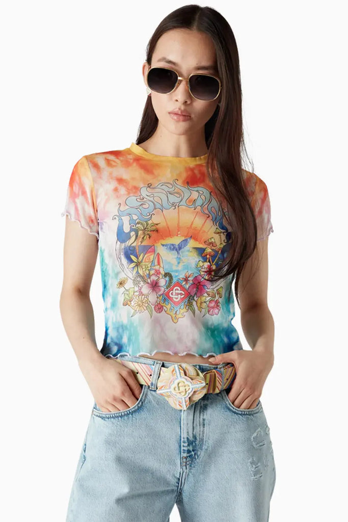 Surf Trip Tie Dye Mesh Short Sleeve T-Shirt Casablanca