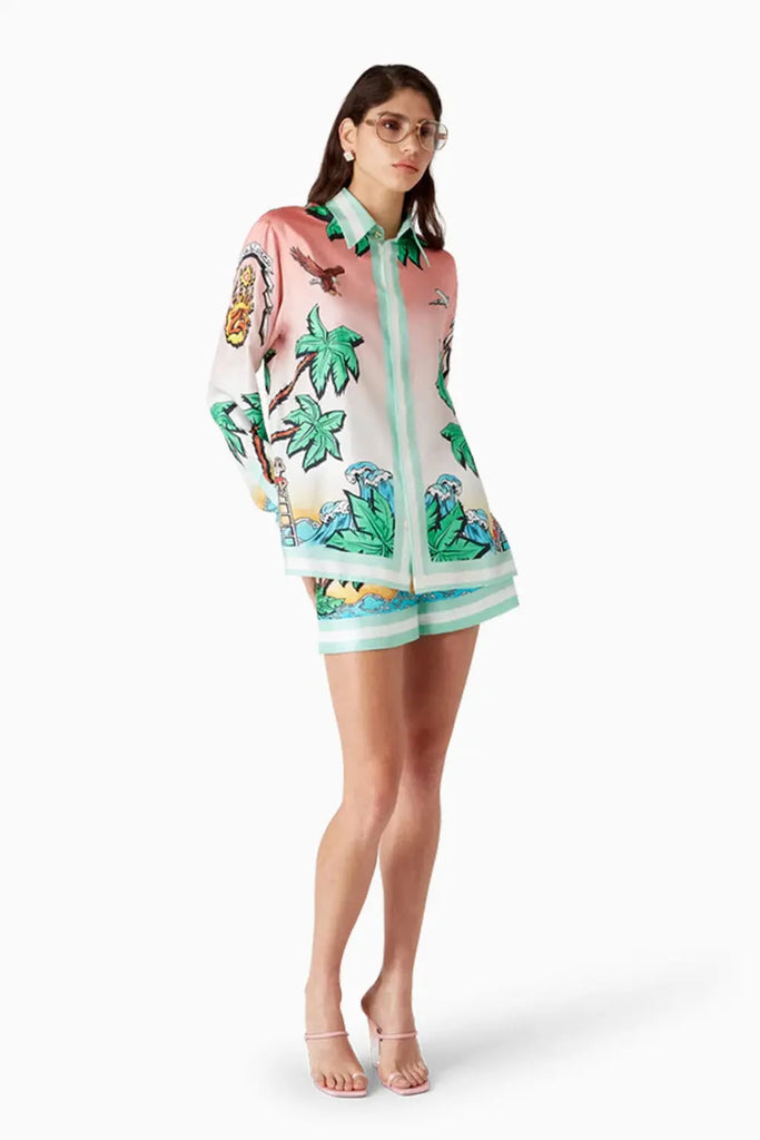 Tennis Club Long Sleeve Silk Shirt Casablanca