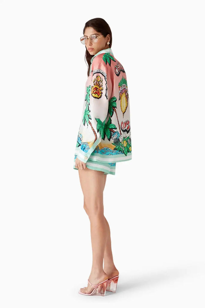 Tennis Club Long Sleeve Silk Shirt Casablanca