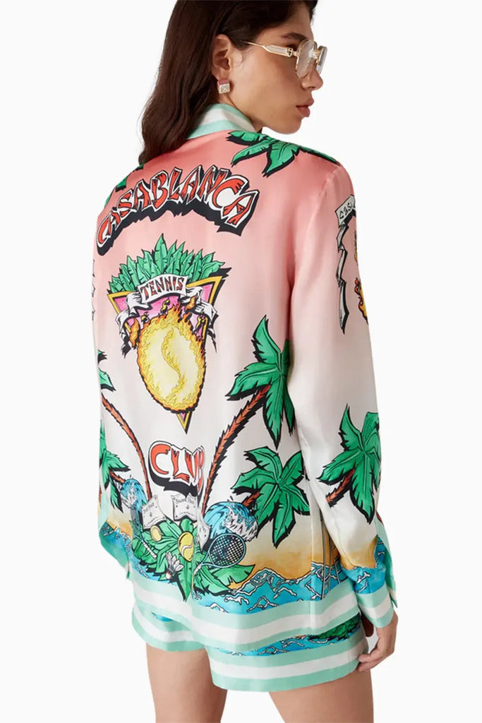 Tennis Club Long Sleeve Silk Shirt Casablanca