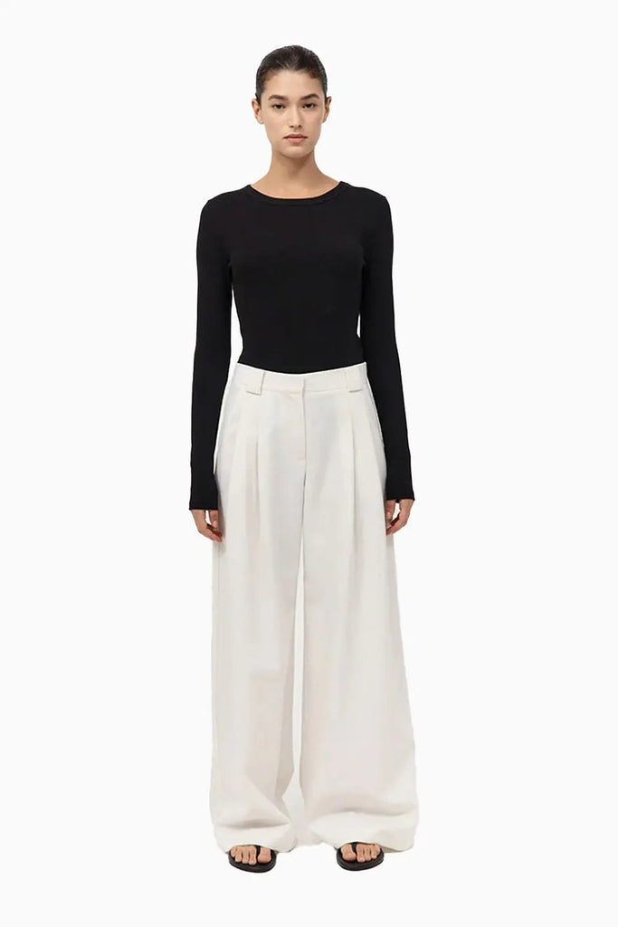Twill Wide Leg Pleat Pants St Agni