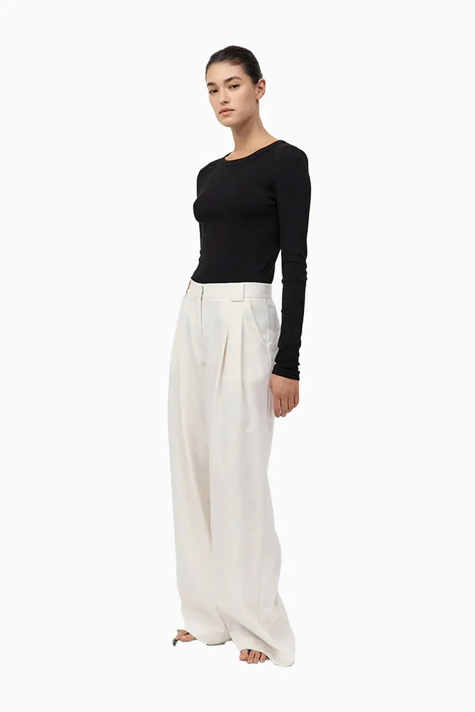 Twill Wide Leg Pleat Pants St Agni