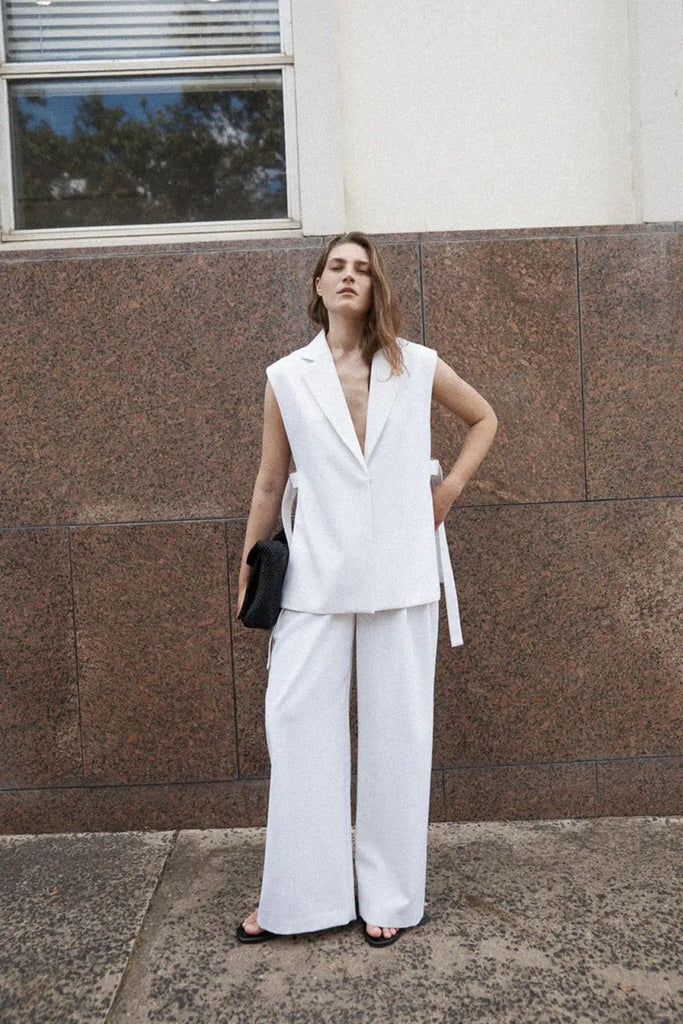Twill Wide Leg Pleat Pants St Agni
