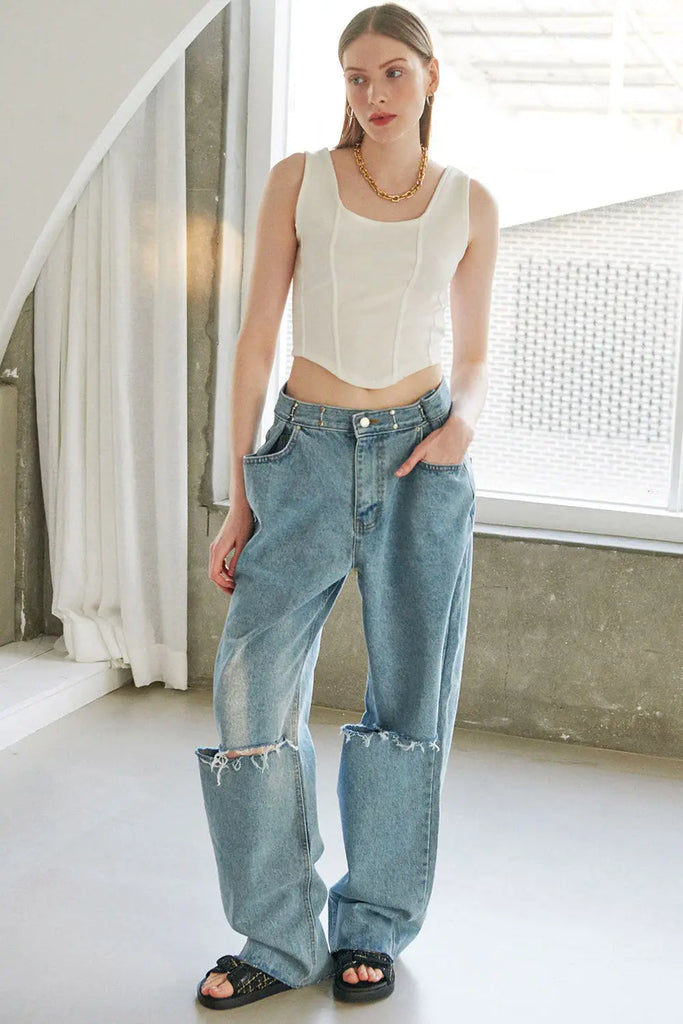 Vera Slash Cutout Jeans Storets