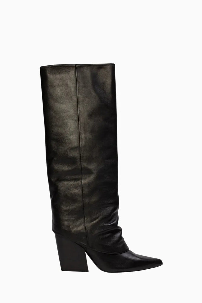 Western Toe Fold Over Boot for Womens Black Suede Studio