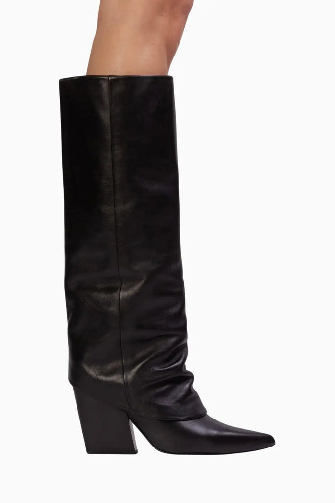 Western Toe Fold Over Boot for Womens Black Suede Studio