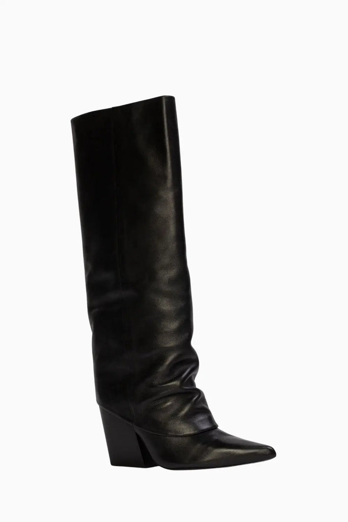 Western Toe Fold Over Boot for Womens Black Suede Studio