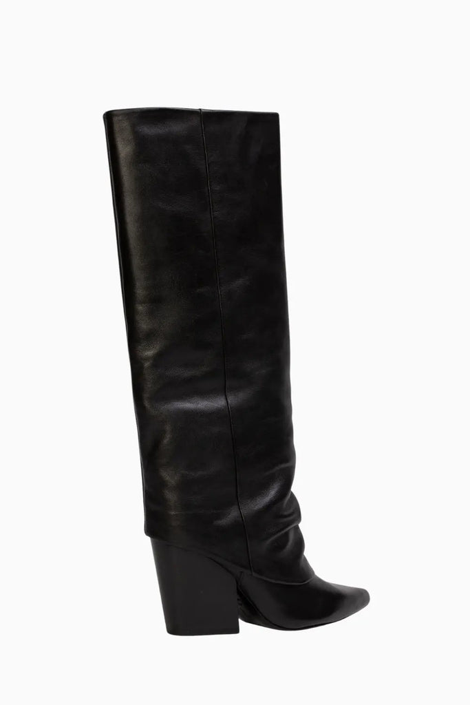 Western Toe Fold Over Boot for Womens Black Suede Studio