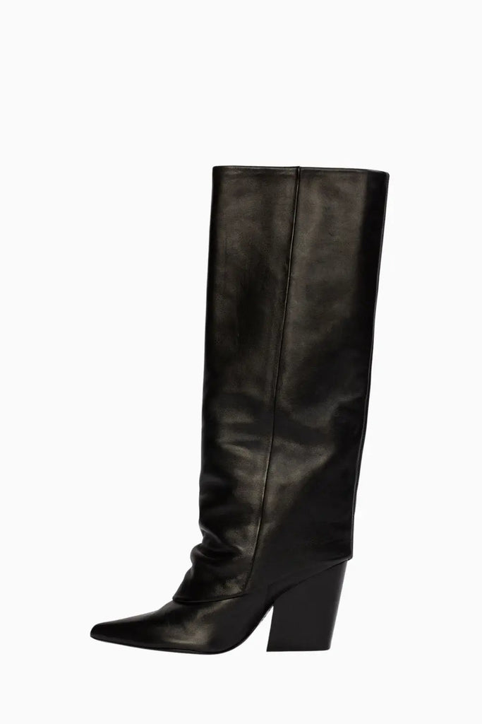 Western Toe Fold Over Boot for Womens Black Suede Studio