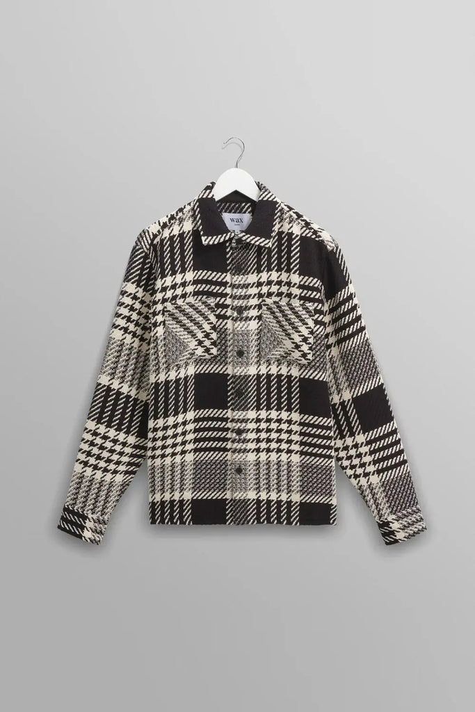 Whiting Overshirt Lake Black / Ecru for Mens Wax London